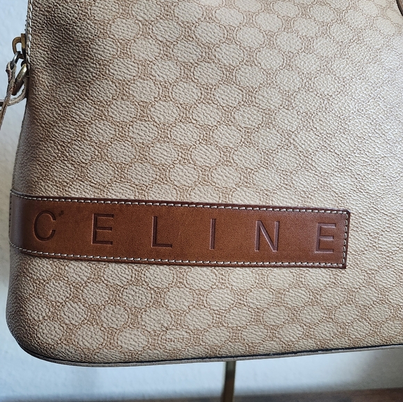 Céline Vintage Macadam Canvas Hand Bag PVC Leather Beige - Picture 2 of 16